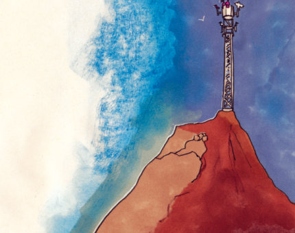 illustration Julie Loomis des Contes de la Montagne - la Montagne cornue et son antenne