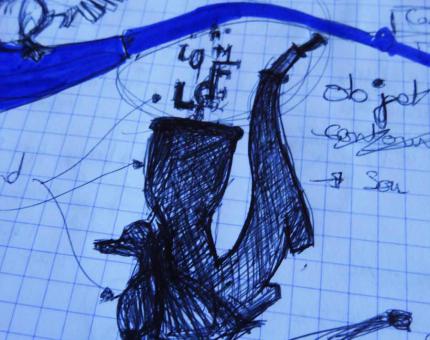 crayonné pour le logo du canard qui fume, Valmorel
