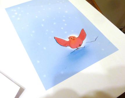 illustration in color for 'Le Moineau Glacé'