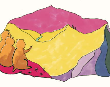 kamishibai d'après Sambouc le Bouquetin - illustration Sambouc et Seguine au loin